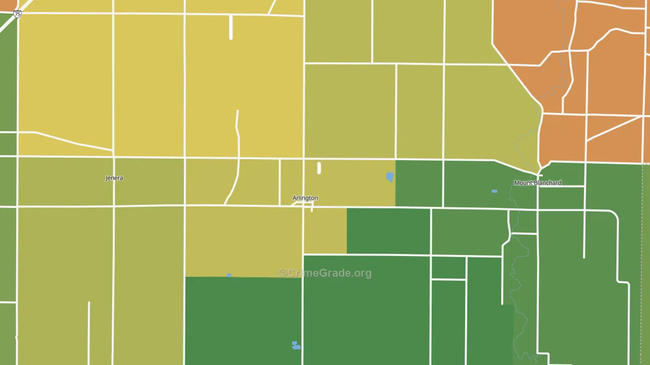Arlington, OH Map of Vandalism Rates