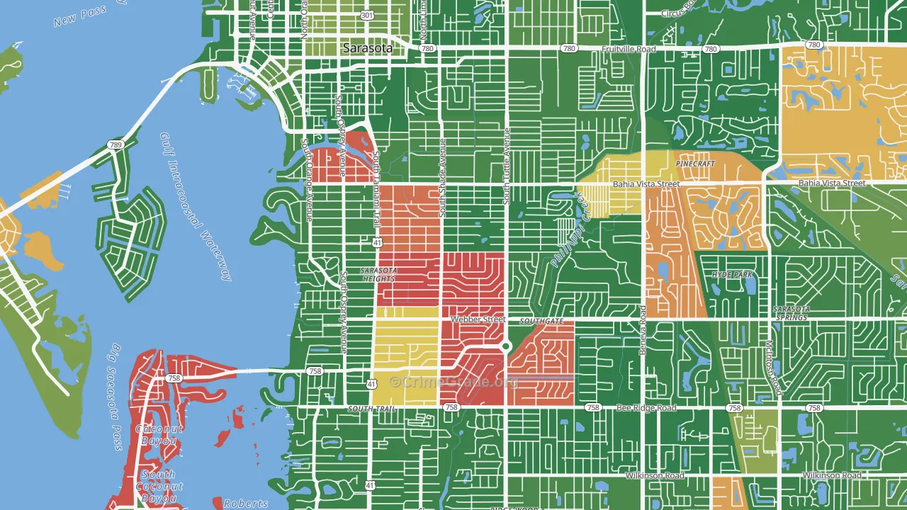 Arlington Park, Sarasota, FL Map of Vandalism Rates