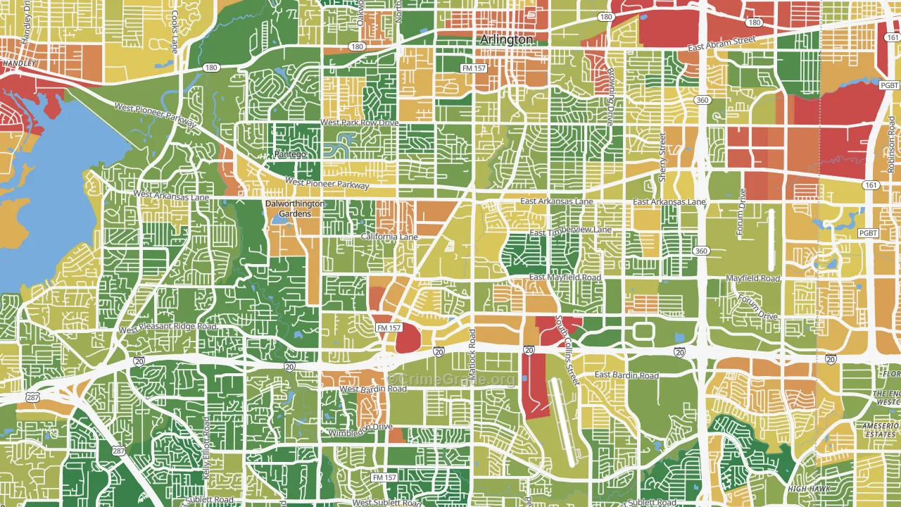 Arlington, TX Map of Vandalism Rates