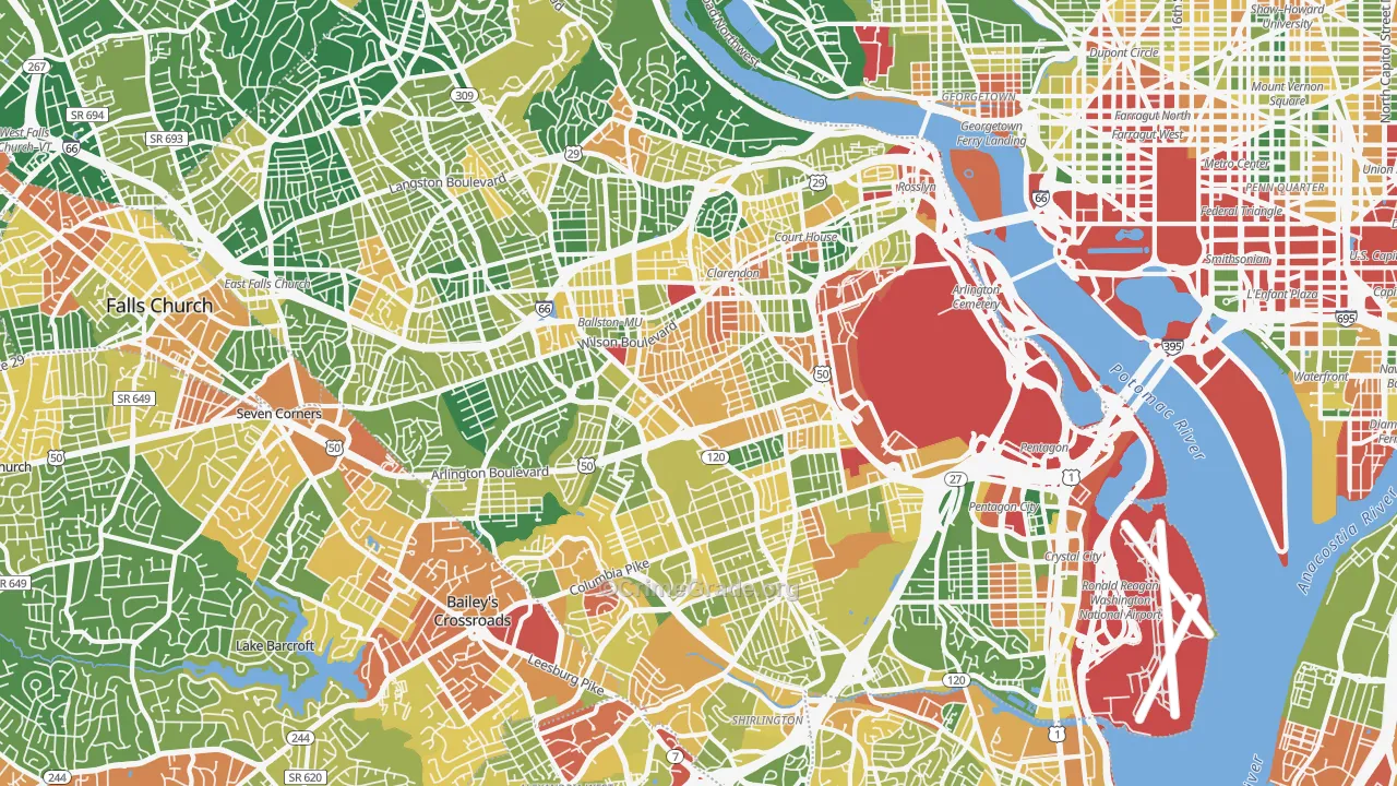 Arlington, VA Map of Vandalism Rates