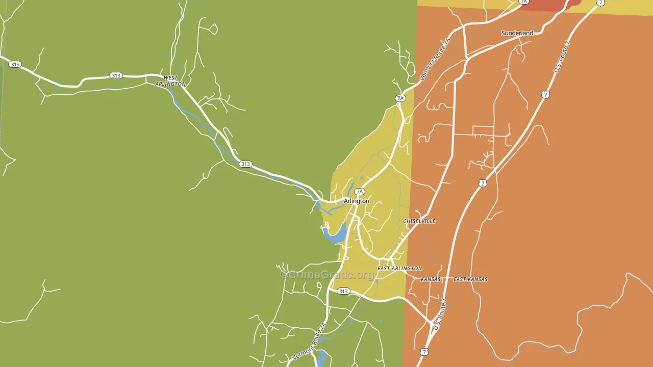 Arlington, VT Map of Vandalism Rates