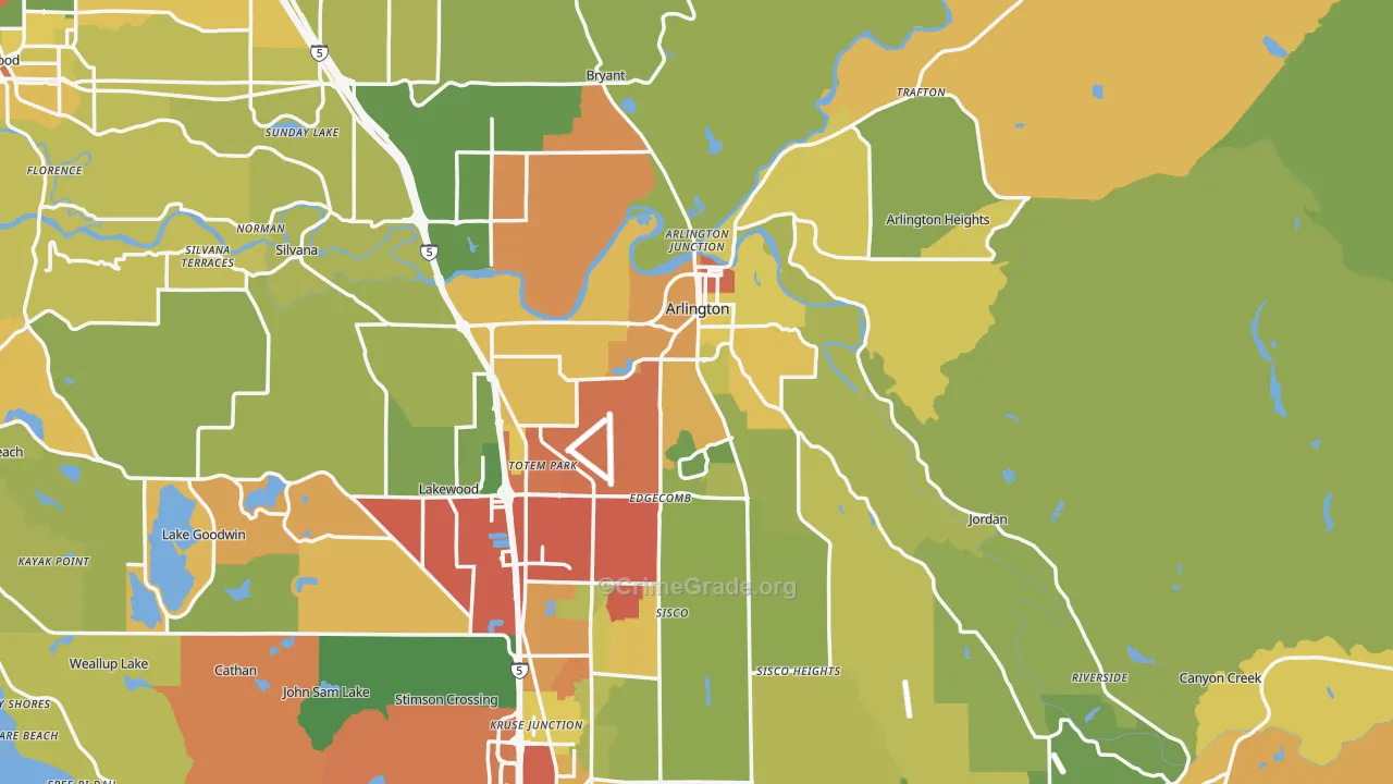 Arlington, WA Map of Vandalism Rates