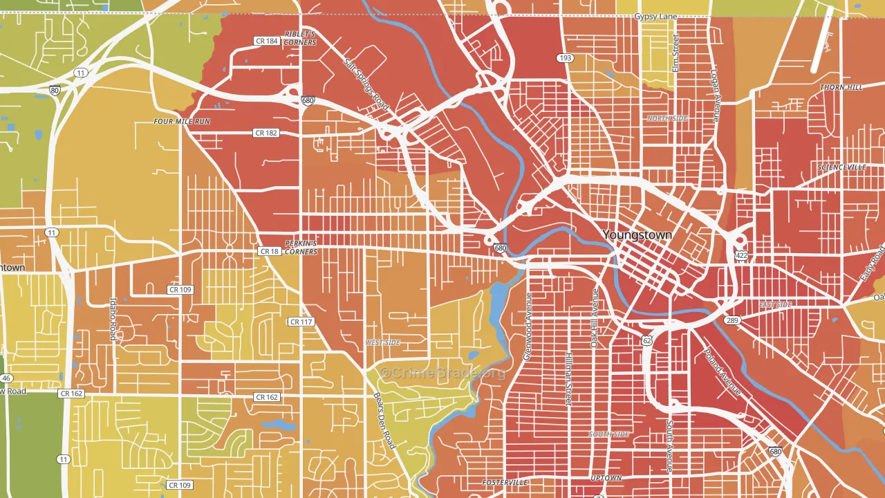 Arlington, Youngstown, OH Map of Vandalism Rates