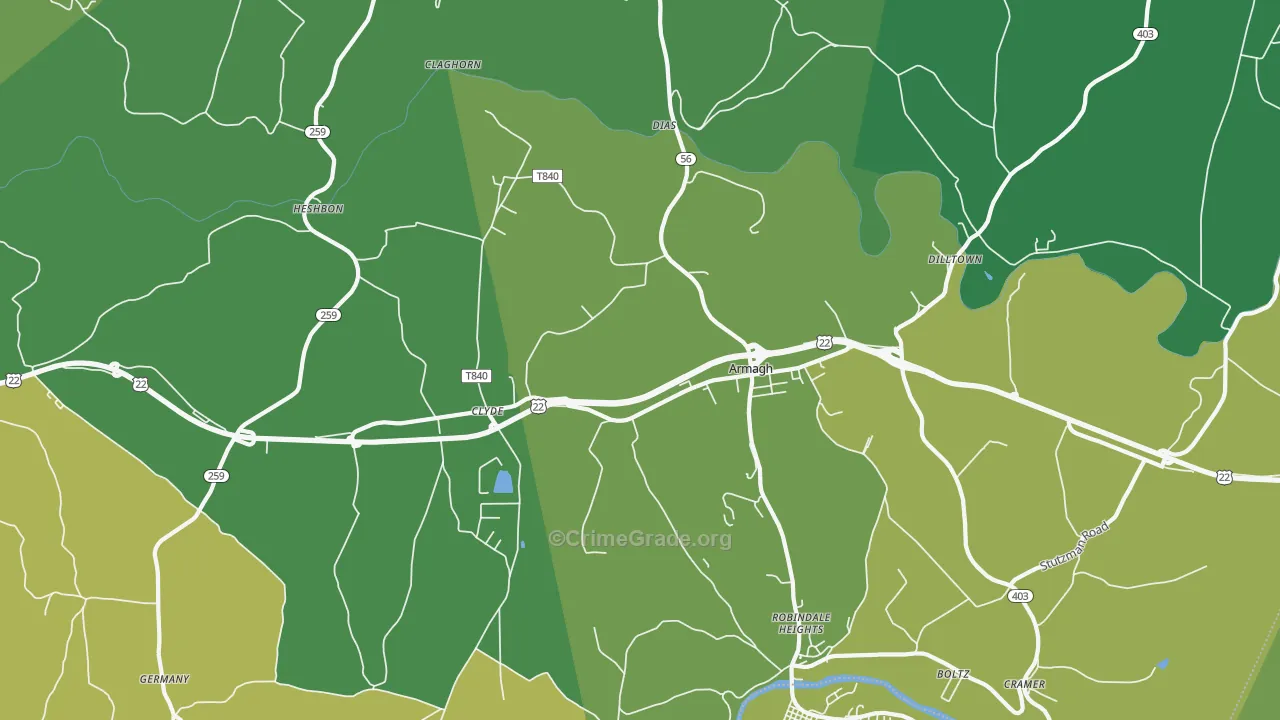 Armagh, PA Map of Vandalism Rates