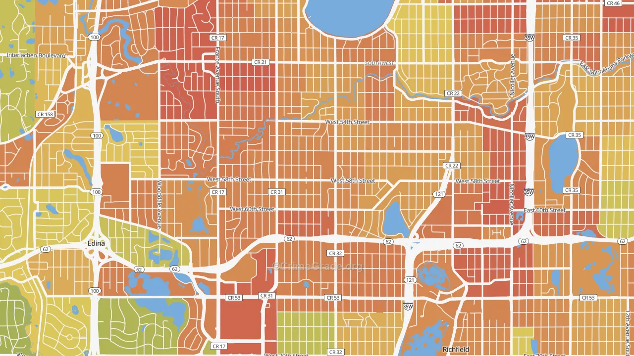 Armatage, Minneapolis, MN Map of Vandalism Rates