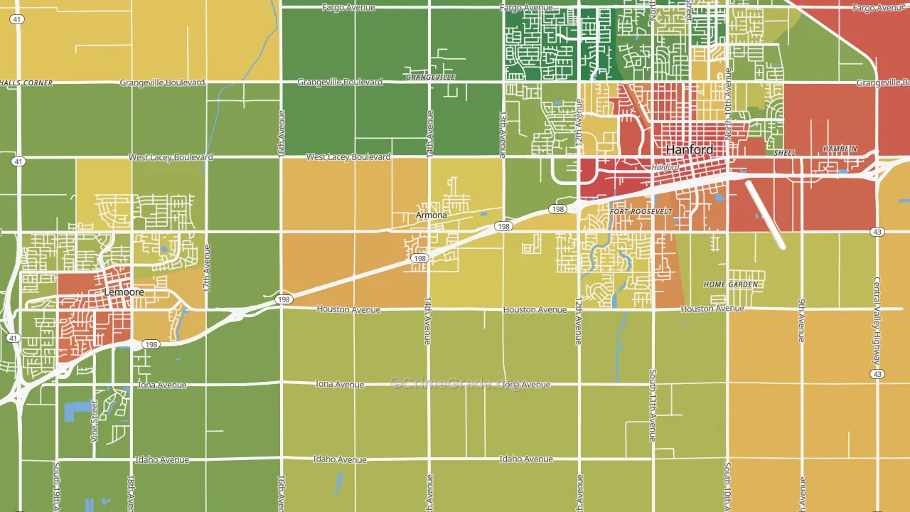 Armona, CA Map of Vandalism Rates