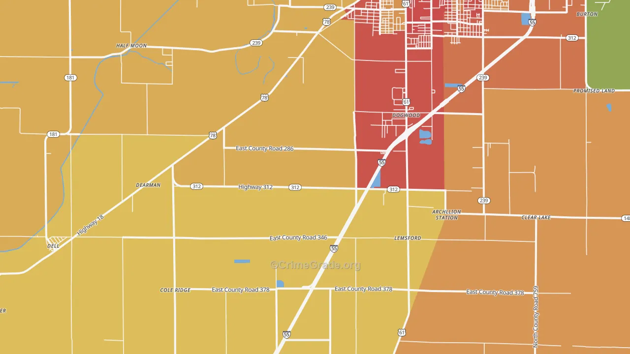 Armorel, AR Map of Vandalism Rates