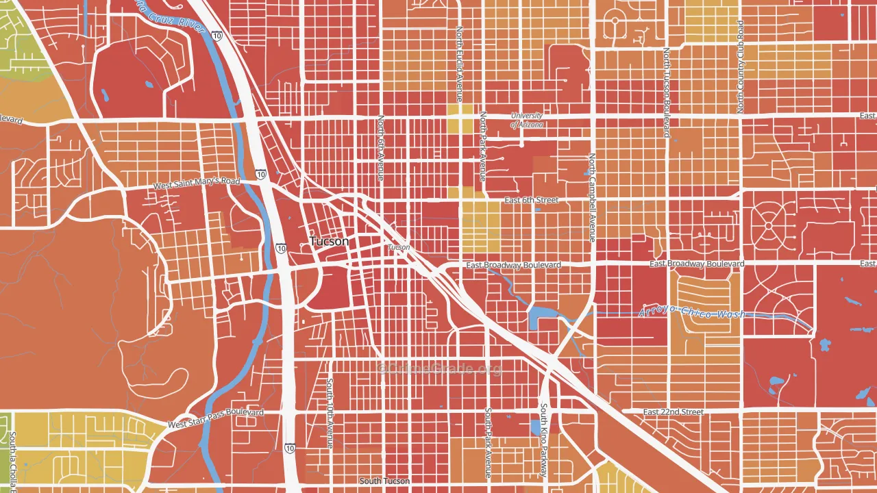 Armory Park, Tucson, AZ Map of Vandalism Rates
