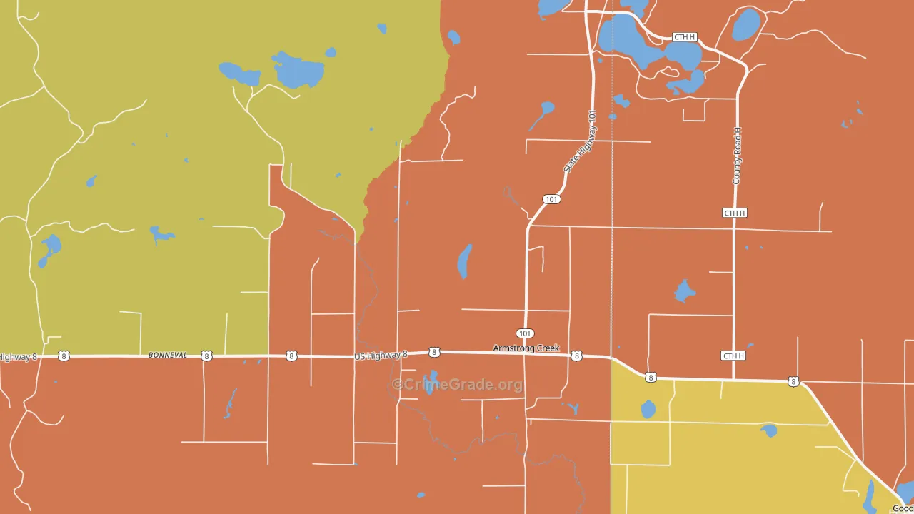 Armstrong Creek, WI Map of Vandalism Rates