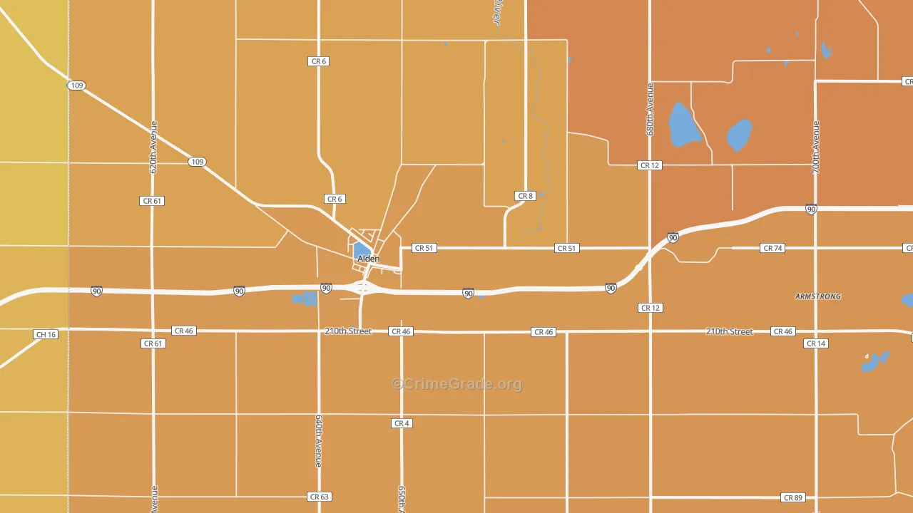Armstrong, MN Map of Vandalism Rates
