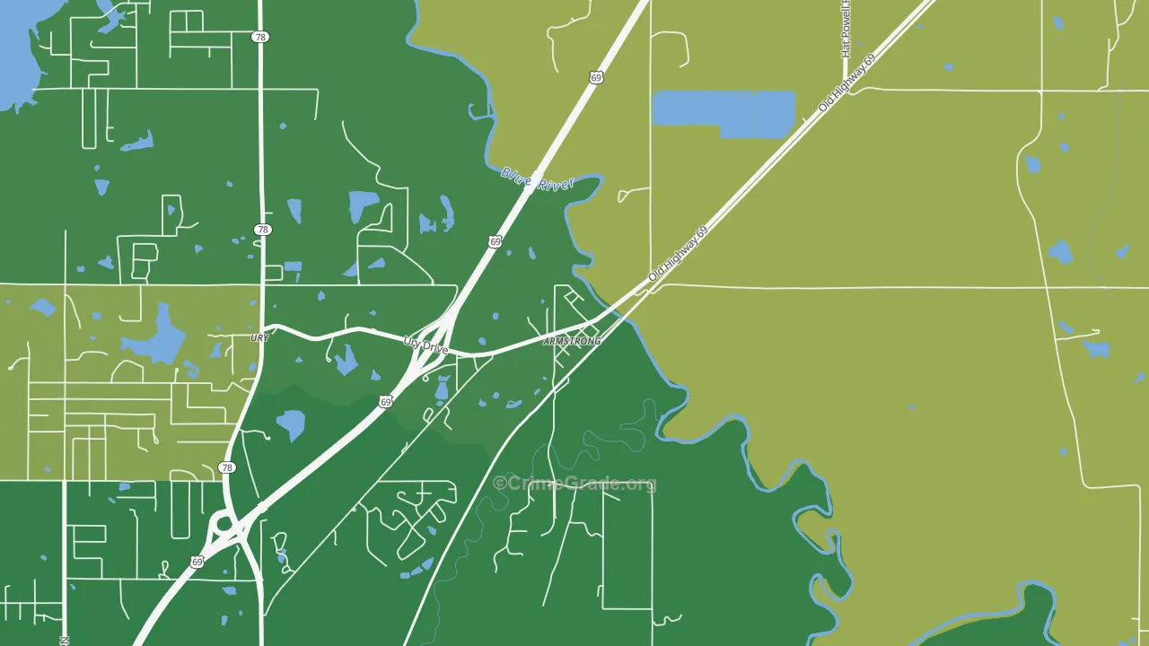 Armstrong, OK Map of Vandalism Rates