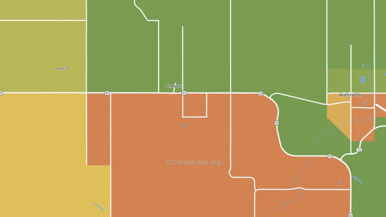 Arnegard, ND Map of Vandalism Rates