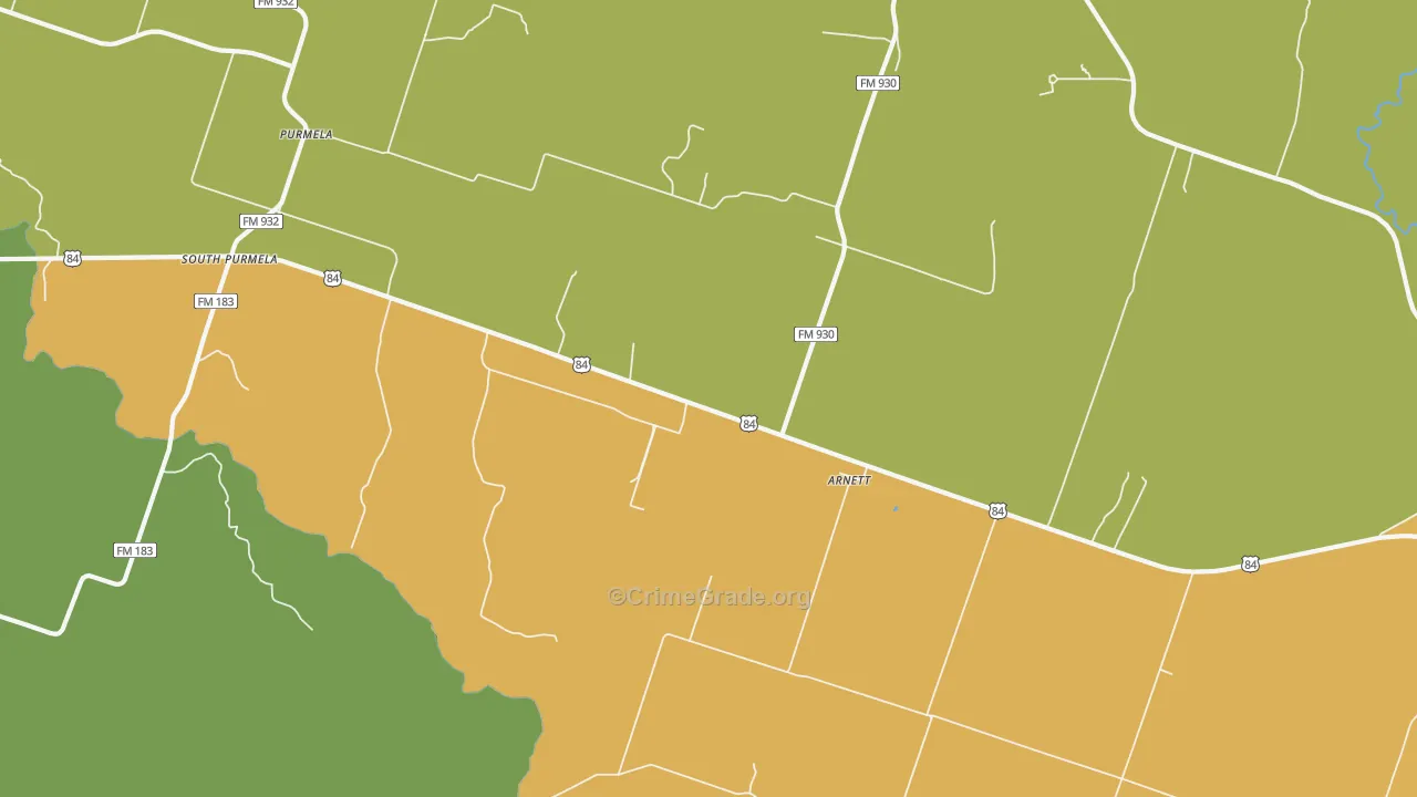 Arnett, TX Map of Vandalism Rates