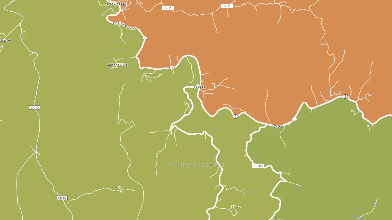 Arnett, WV Map of Vandalism Rates