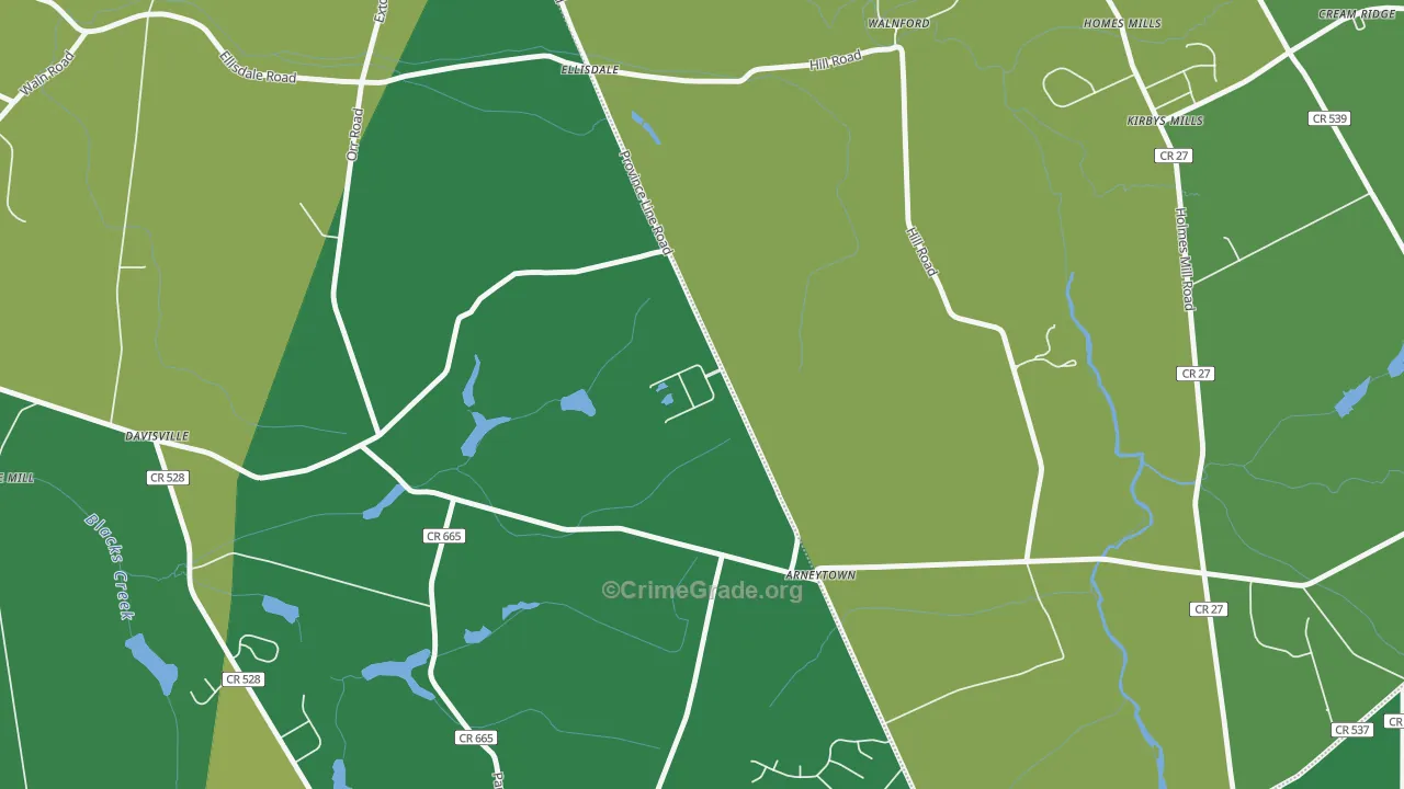 Arneytown, NJ Map of Vandalism Rates