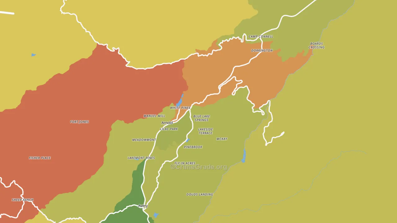 Arnold, CA Map of Vandalism Rates