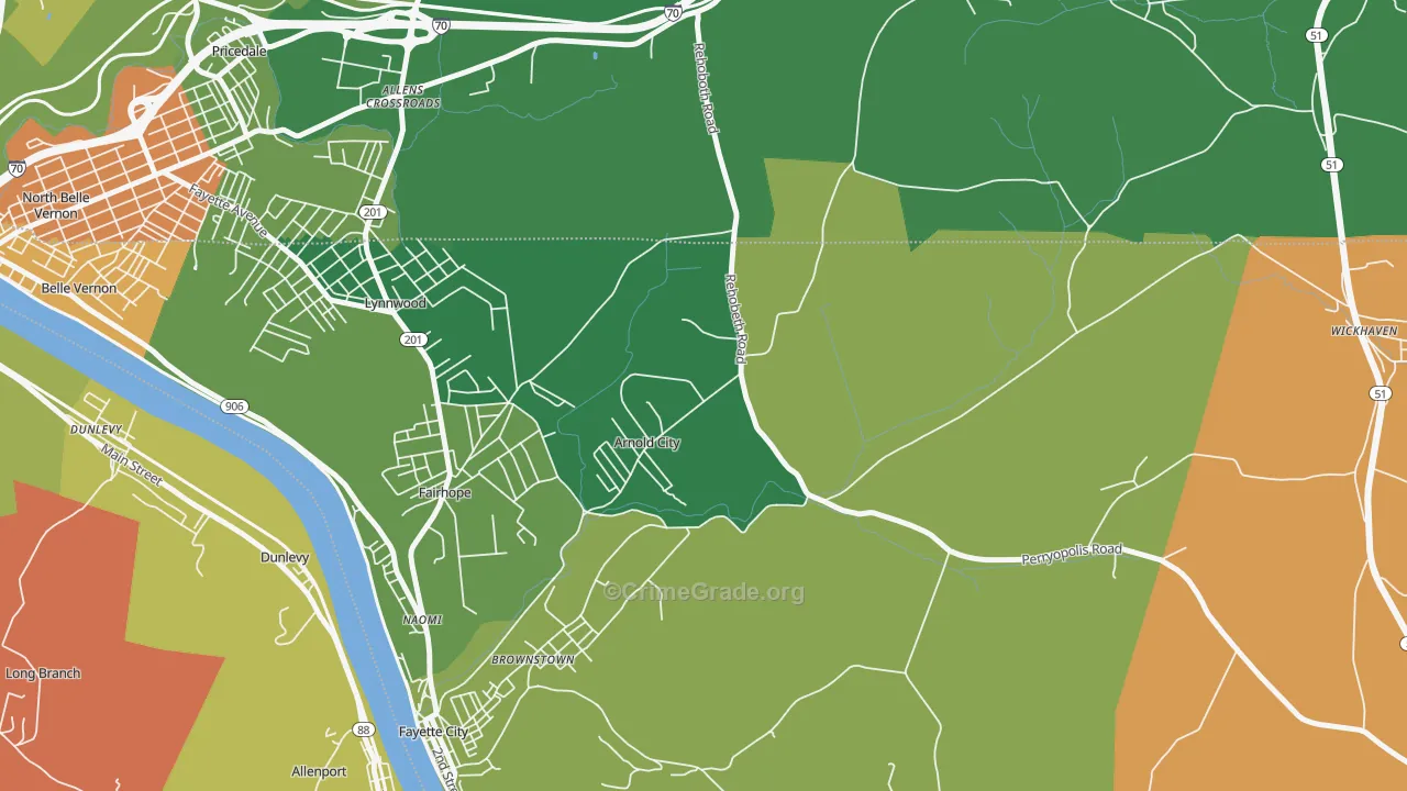 Arnold City, PA Map of Vandalism Rates
