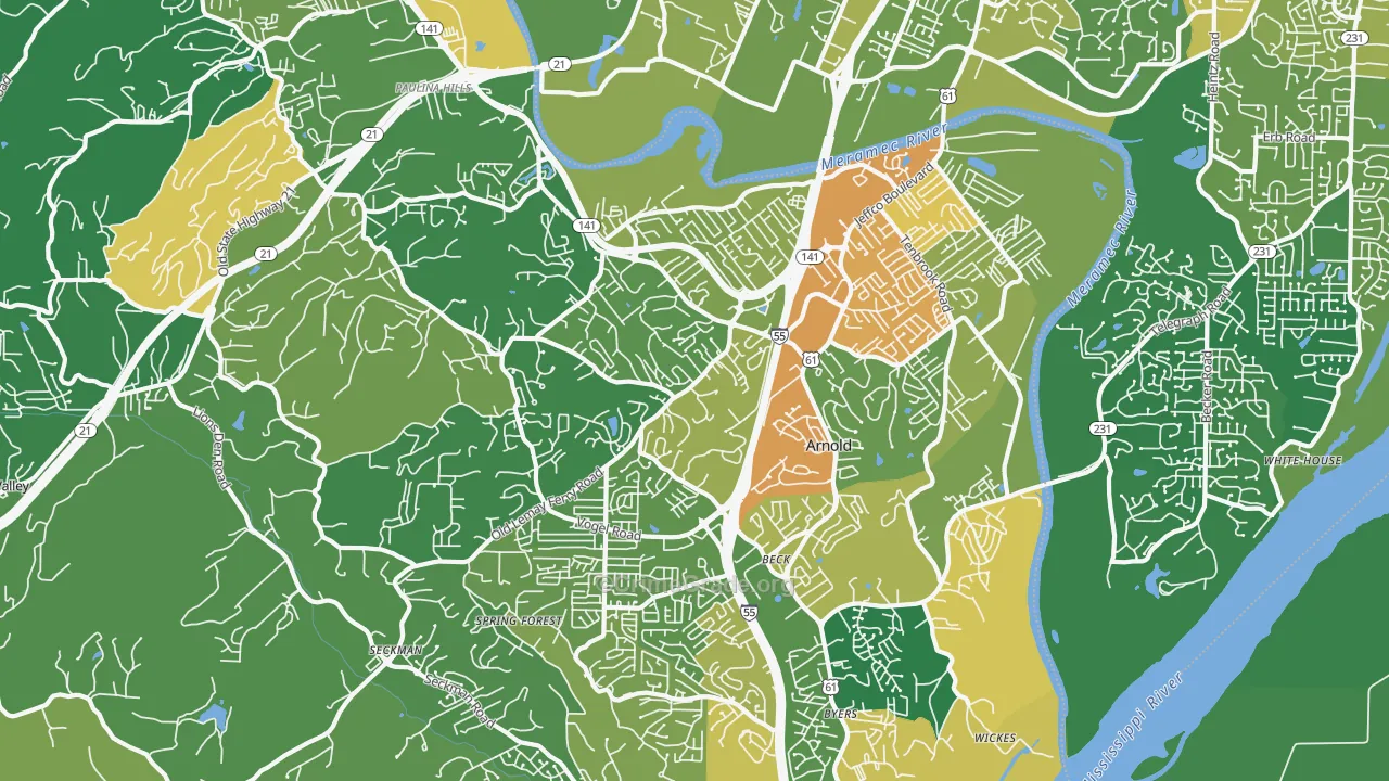 Arnold, MO Map of Vandalism Rates
