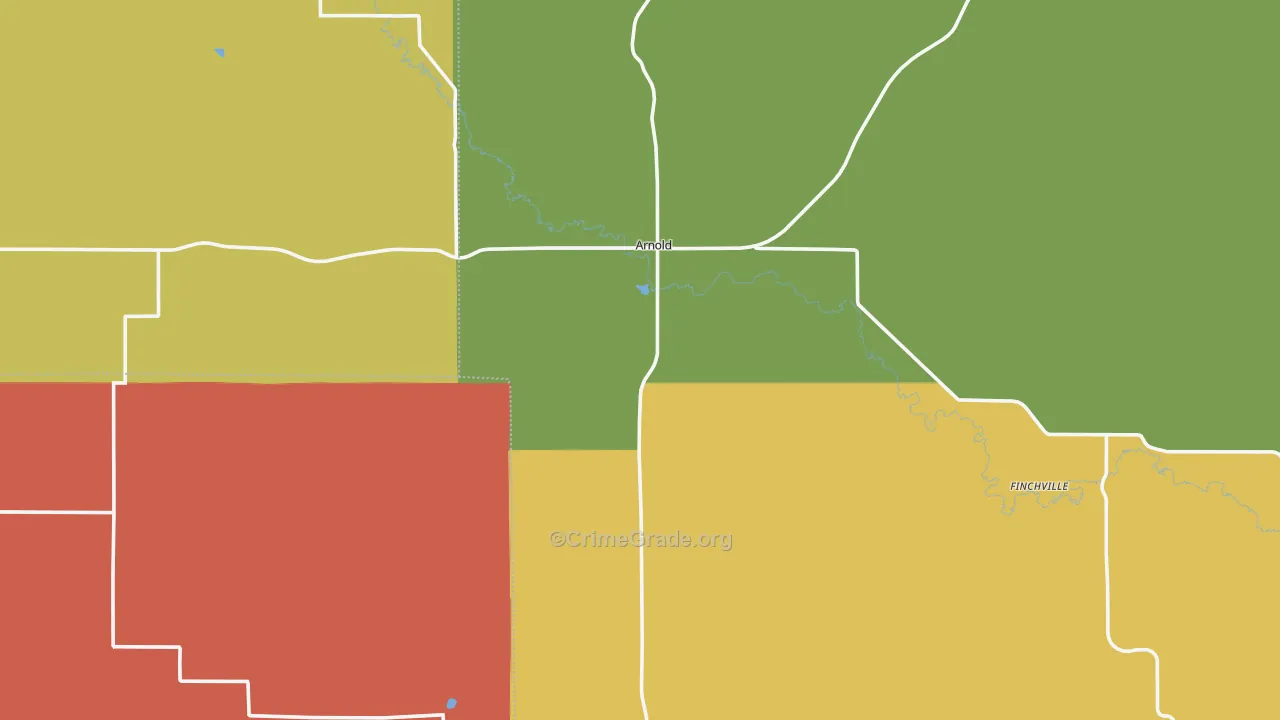Arnold, NE Map of Vandalism Rates