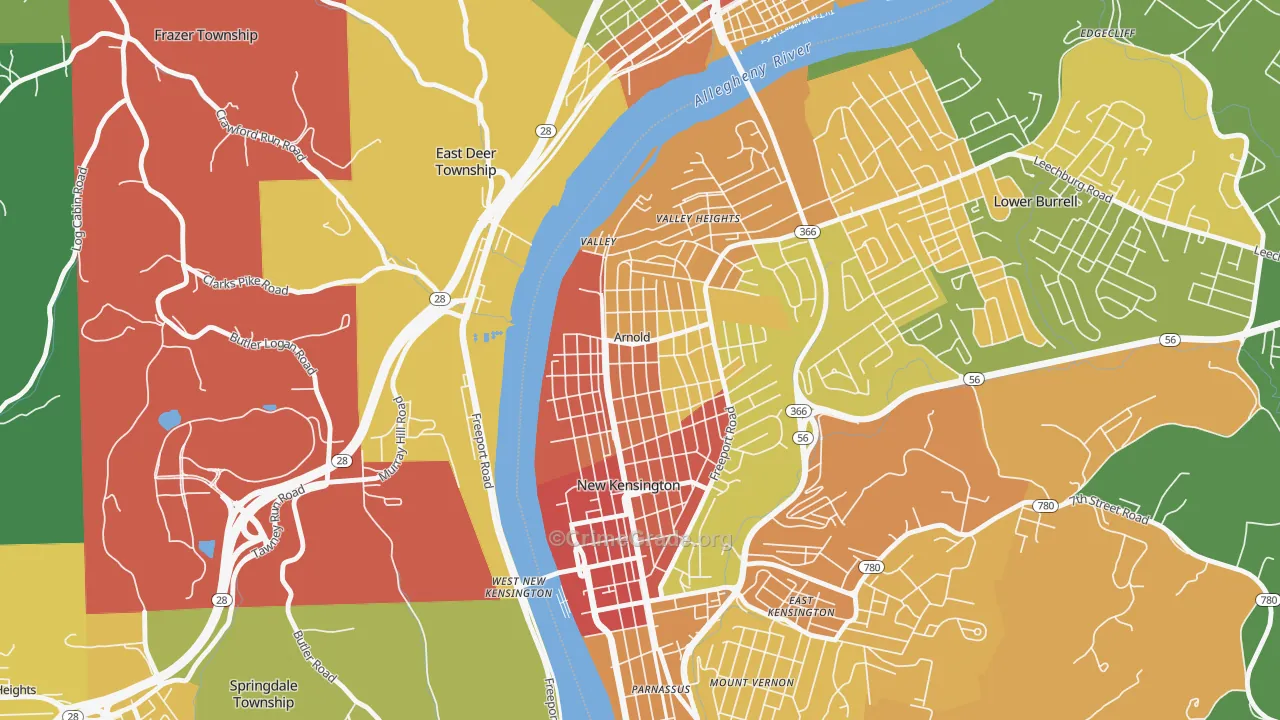 Arnold, PA Map of Vandalism Rates