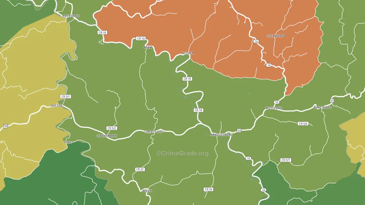 Arnoldsburg, WV Map of Vandalism Rates