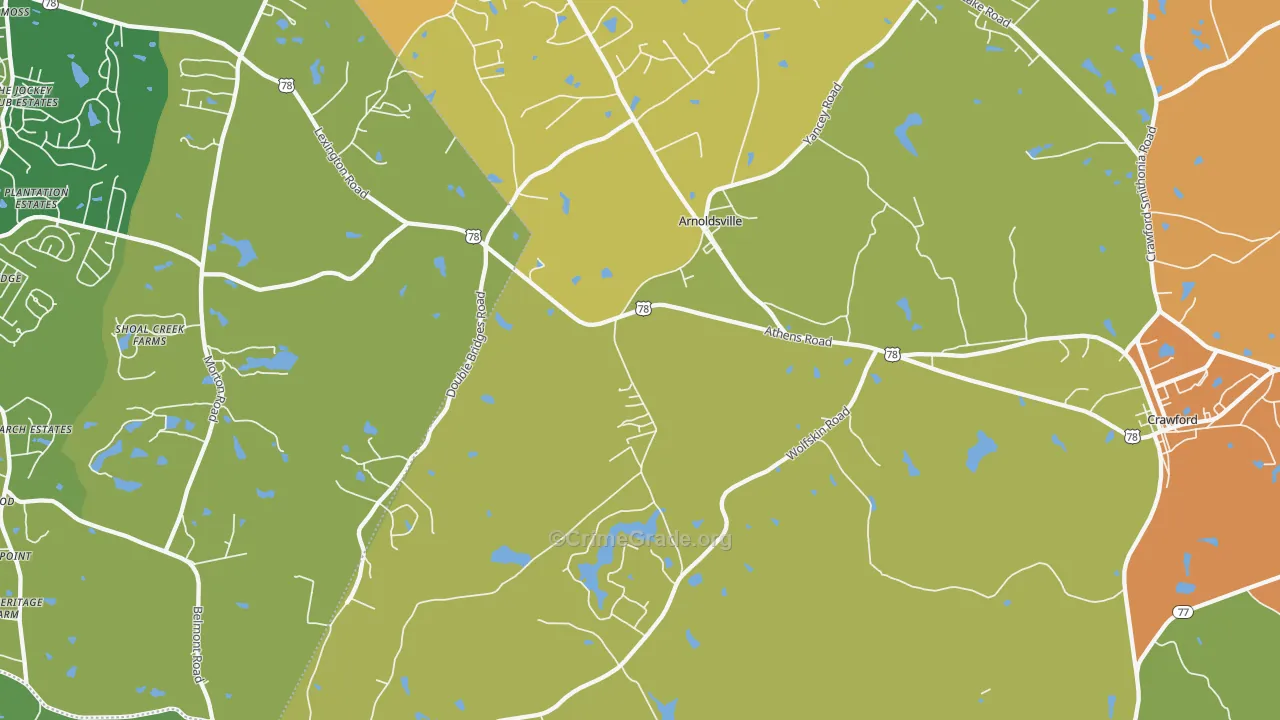 Arnoldsville, GA Map of Vandalism Rates