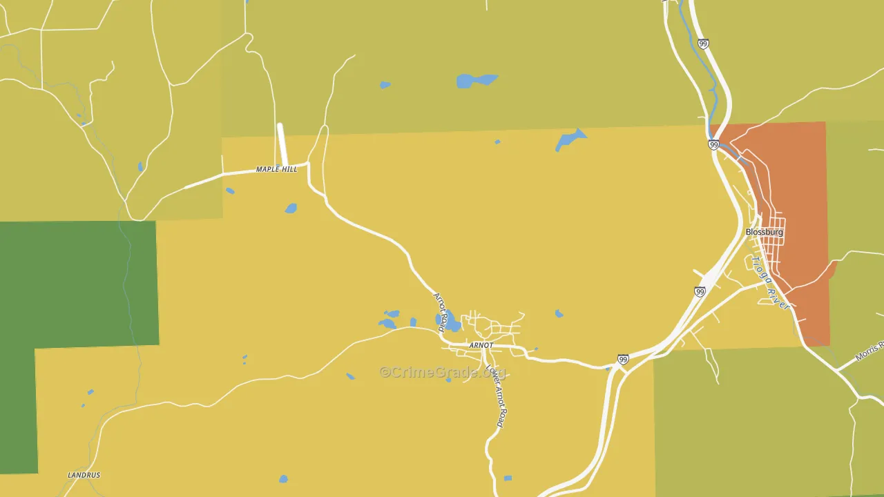 Arnot, PA Map of Vandalism Rates