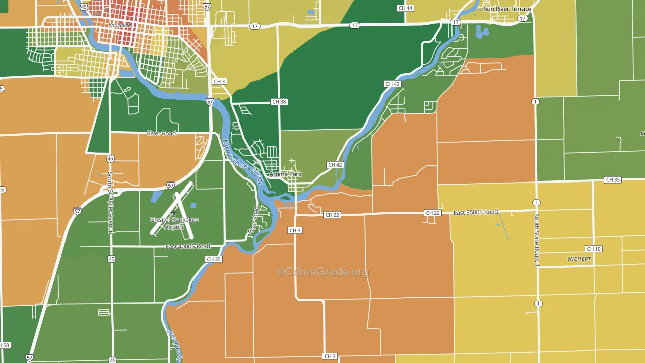 Aroma Park, IL Map of Vandalism Rates