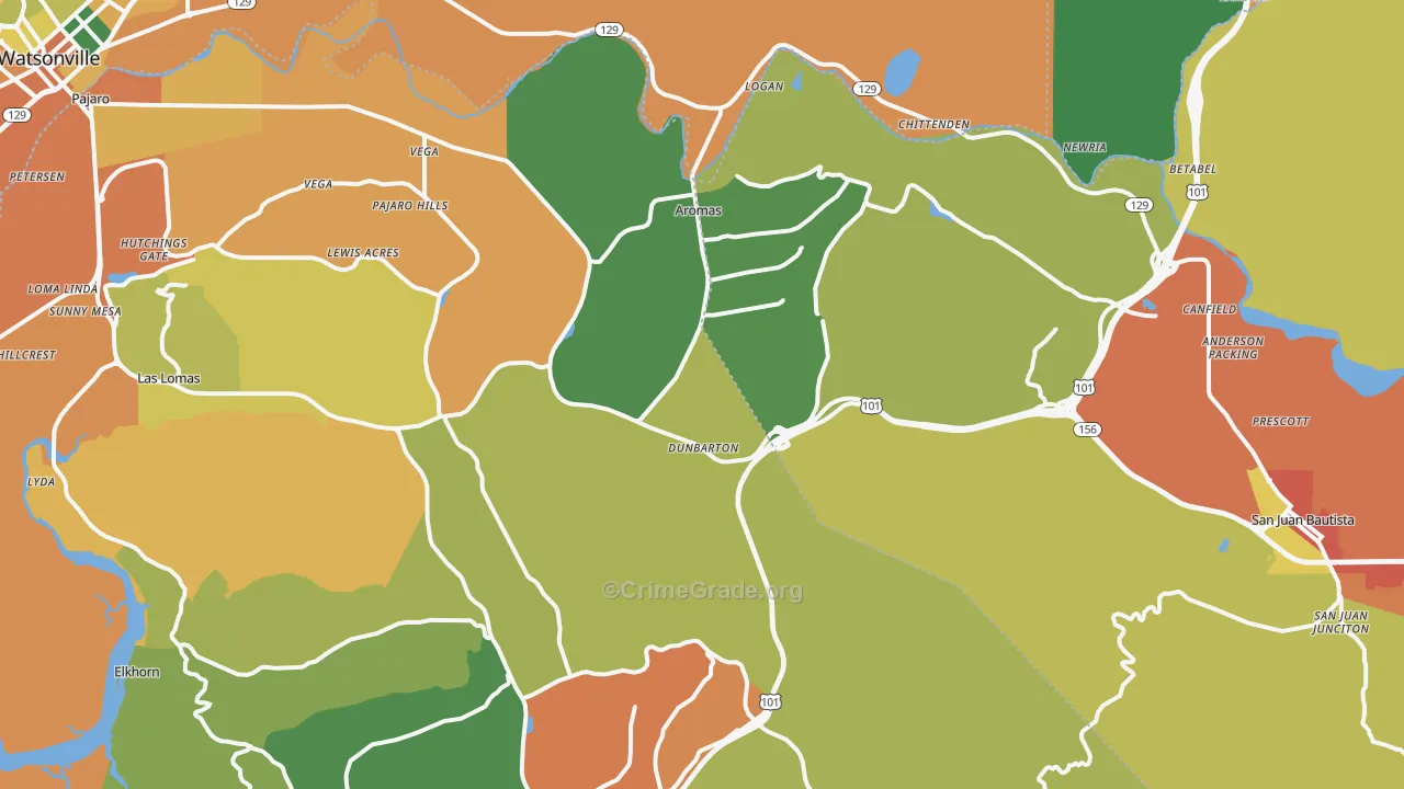 Aromas, CA Map of Vandalism Rates
