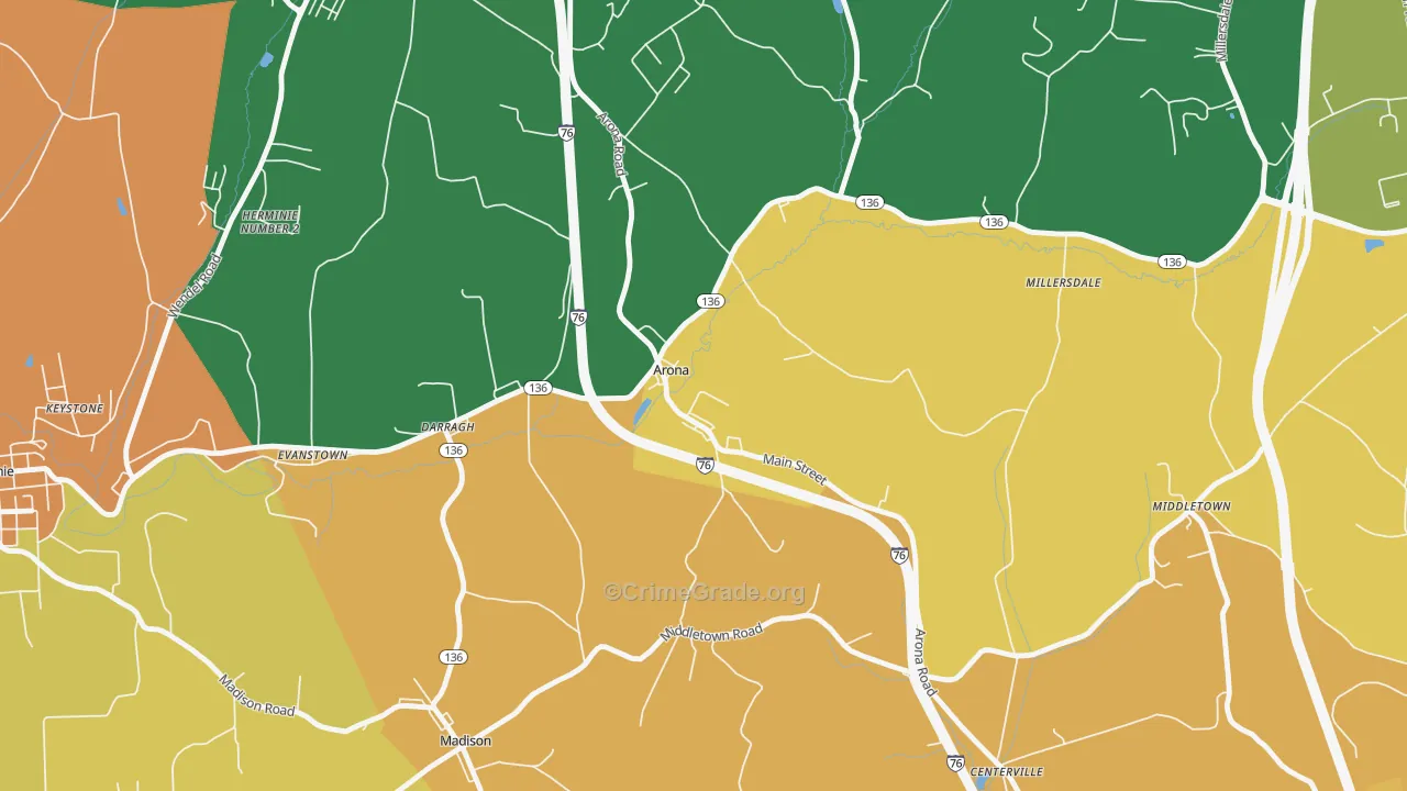 Arona, PA Map of Vandalism Rates