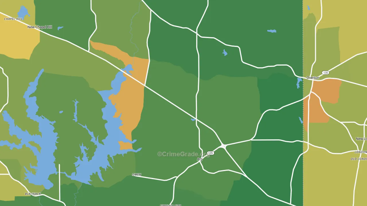 Arp, TX Map of Vandalism Rates
