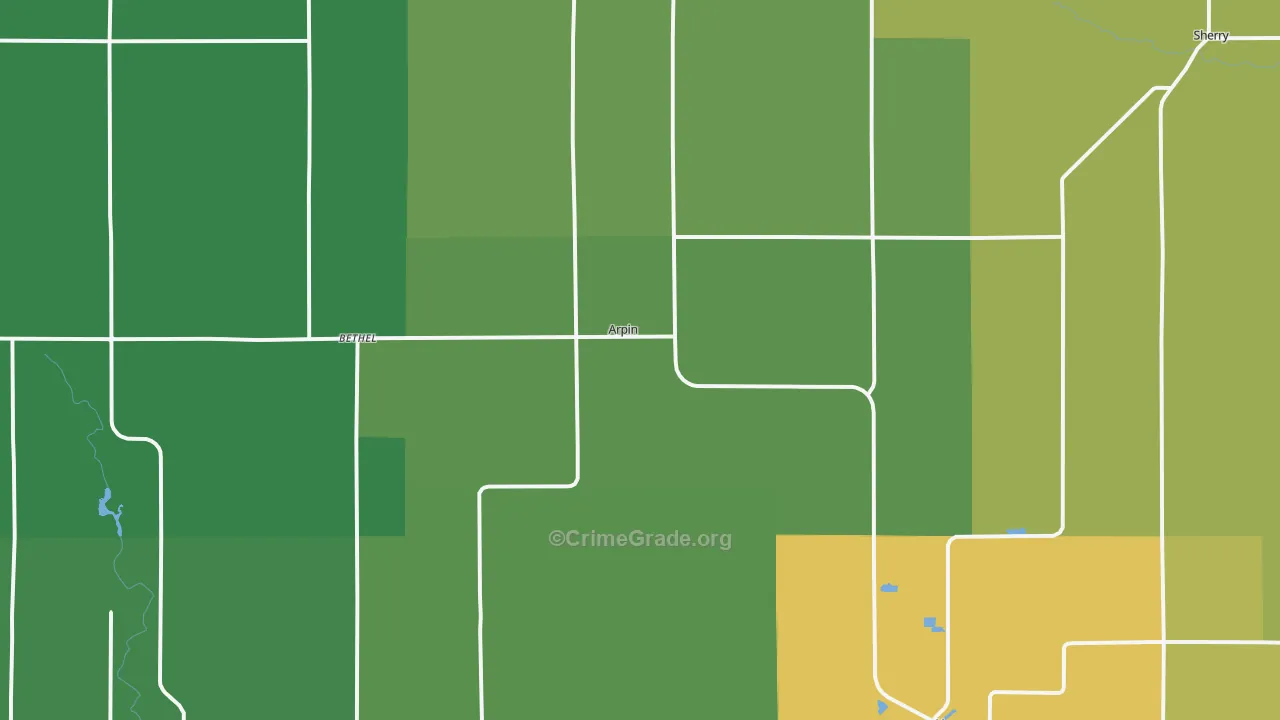 Arpin, WI Map of Vandalism Rates