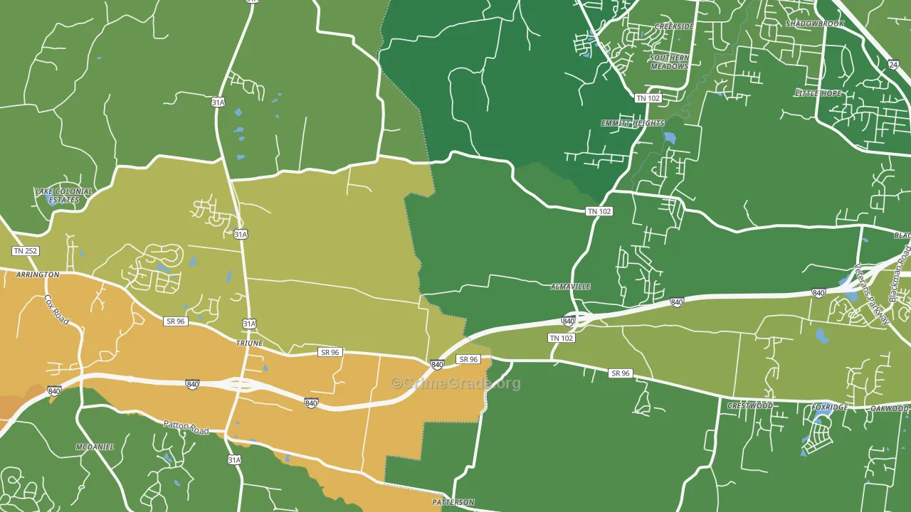 Arrington, TN Map of Vandalism Rates