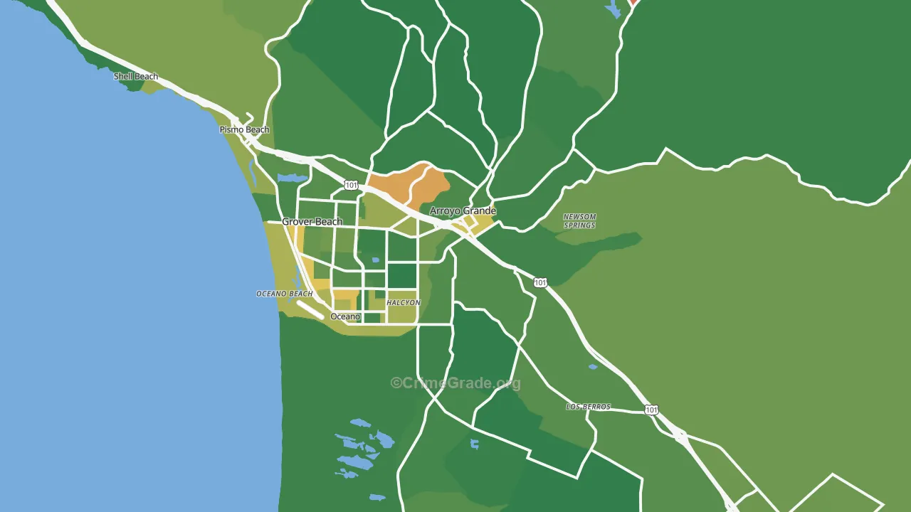 Arroyo Grande, CA Map of Vandalism Rates