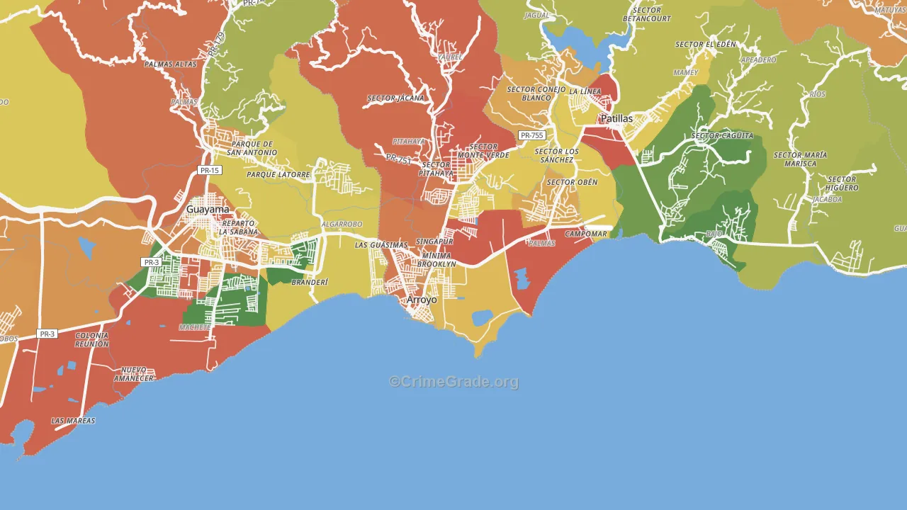 Arroyo, PR Map of Vandalism Rates