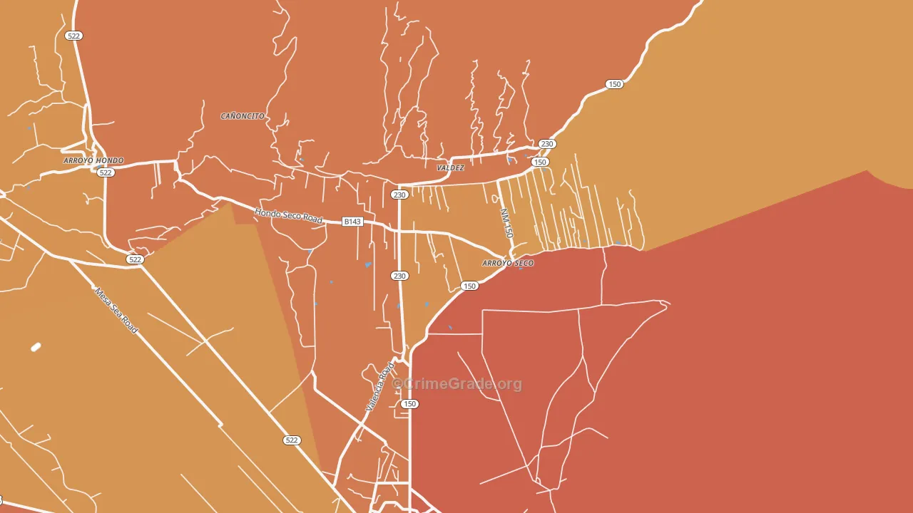 Arroyo Seco, NM Map of Vandalism Rates