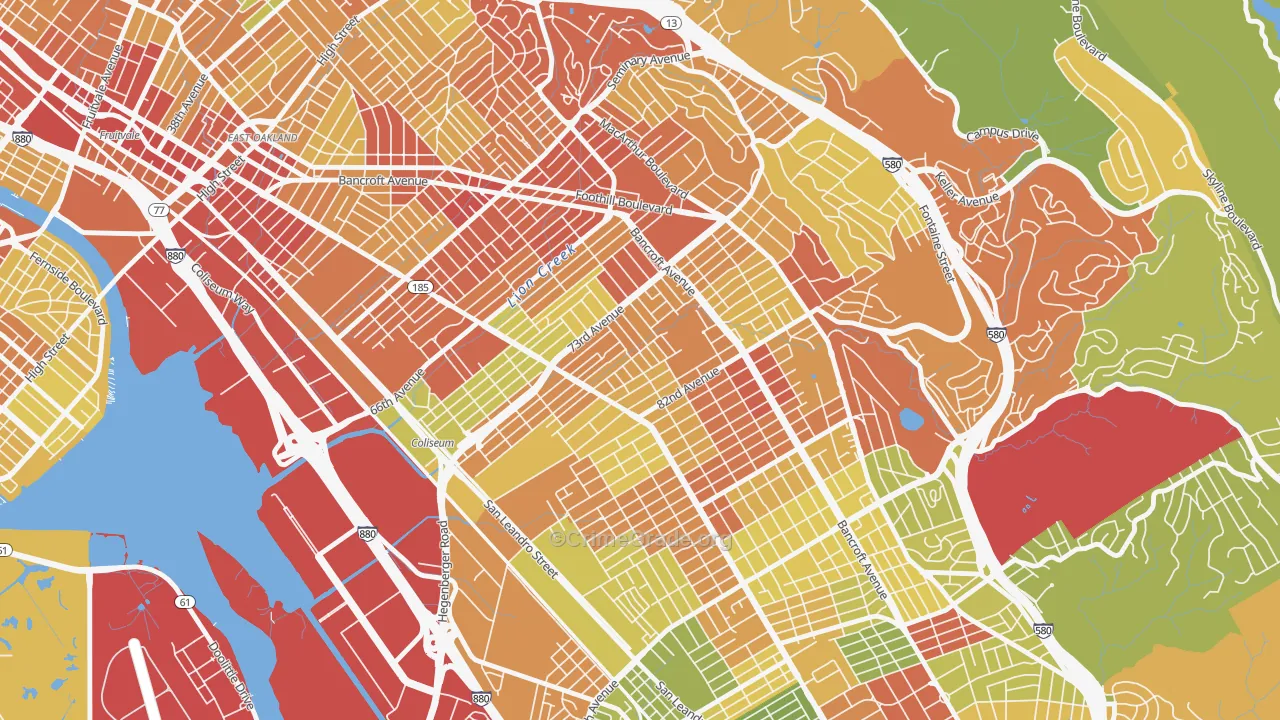 Arroyo Viejo, Oakland, CA Map of Vandalism Rates