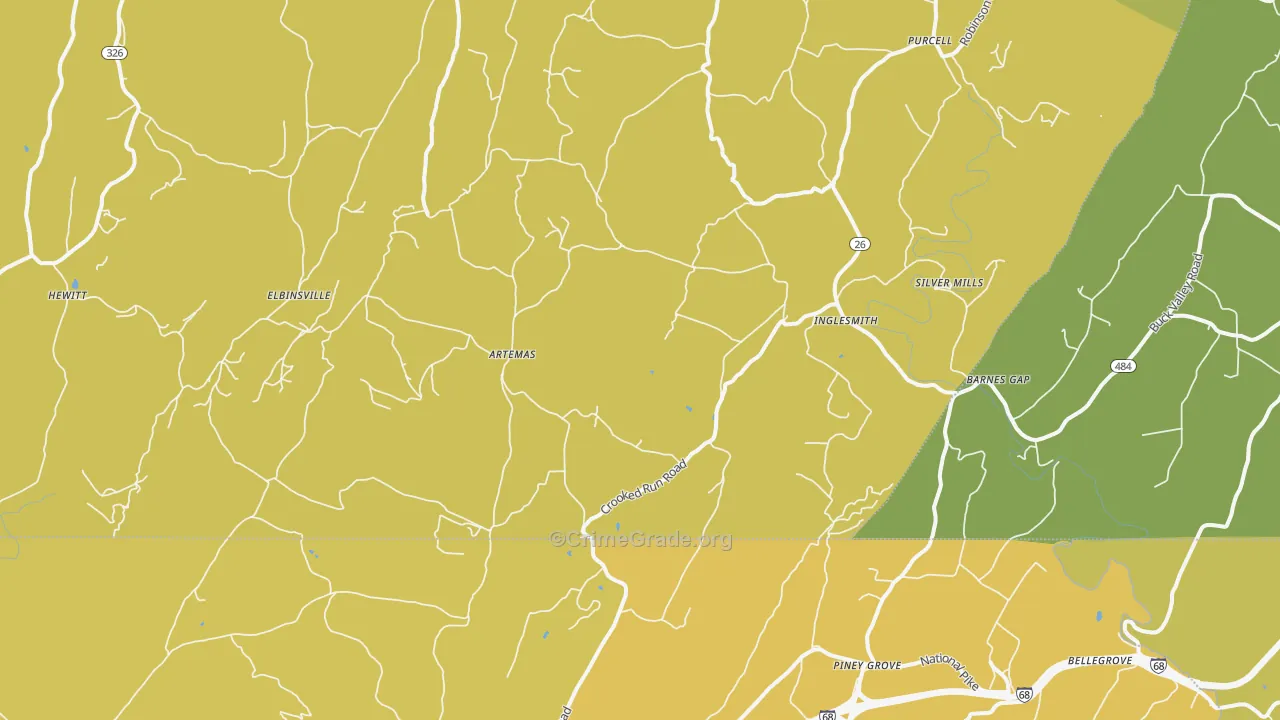 Artemas, PA Map of Vandalism Rates