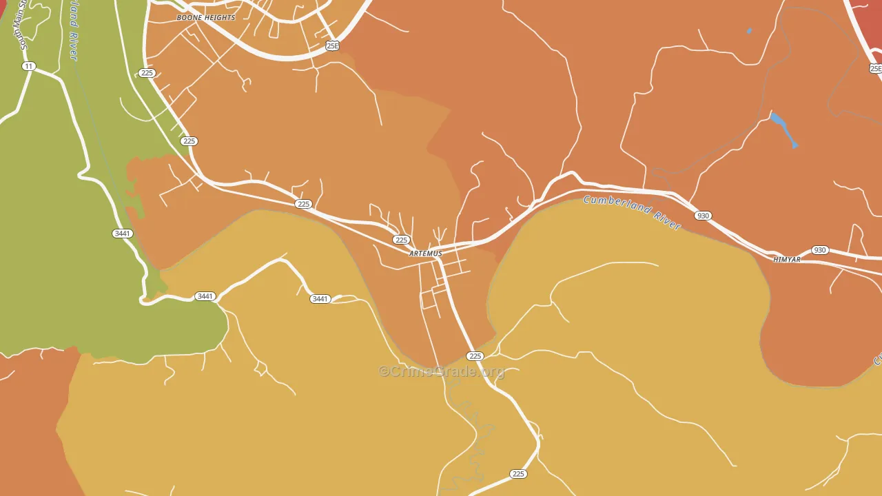 Artemus, KY Map of Vandalism Rates