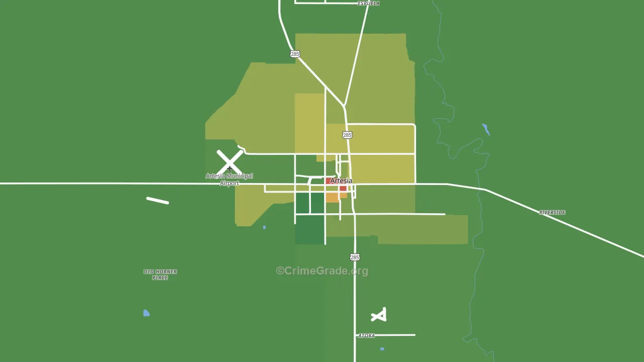 Artesia, NM Map of Vandalism Rates