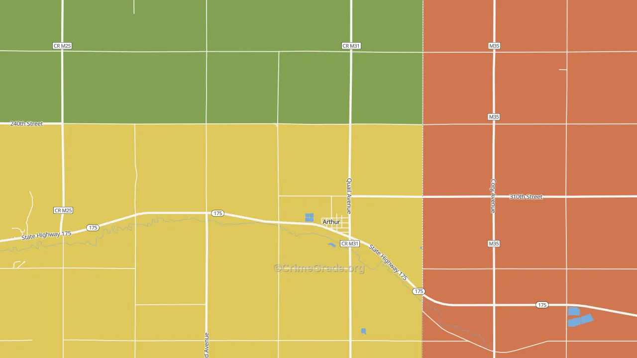 Arthur, IA Map of Vandalism Rates