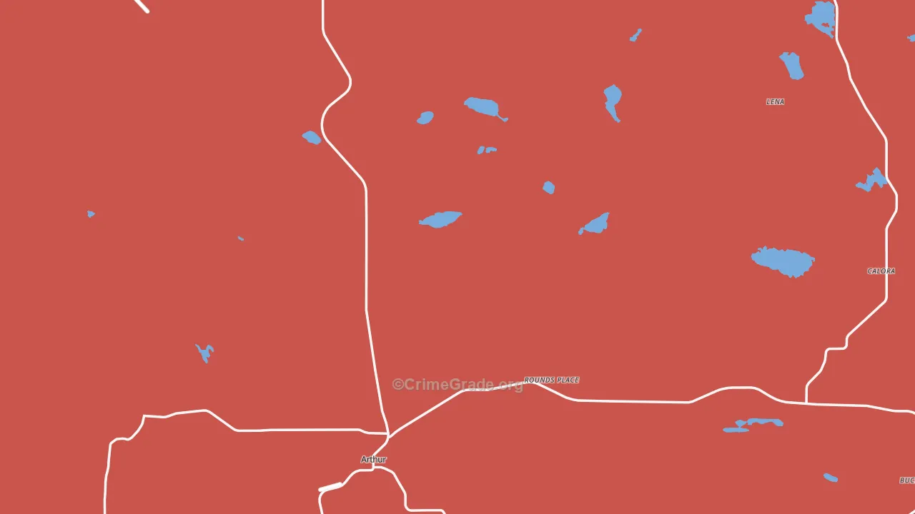 Arthur, NE Map of Vandalism Rates