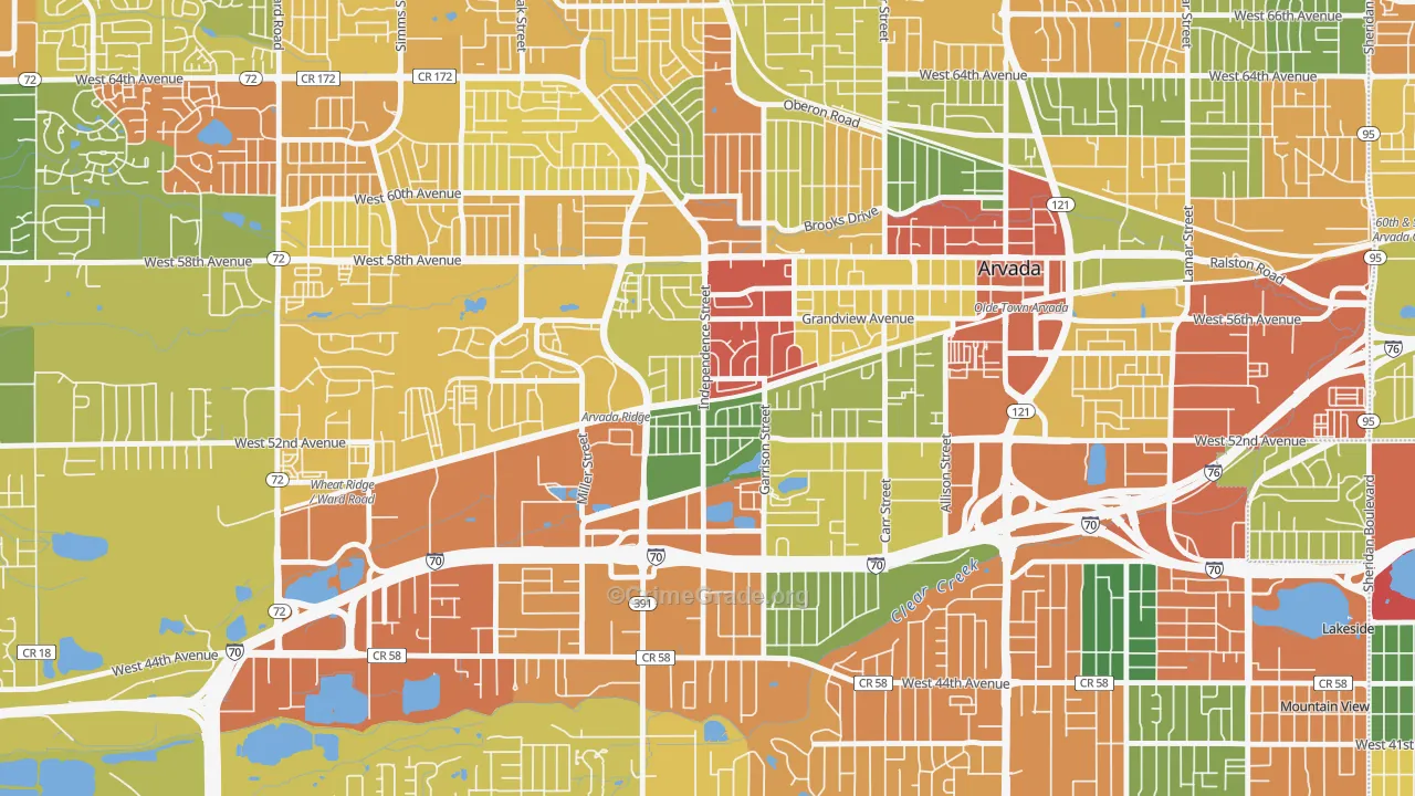 Arvada Plaza Area, Arvada, CO Map of Vandalism Rates