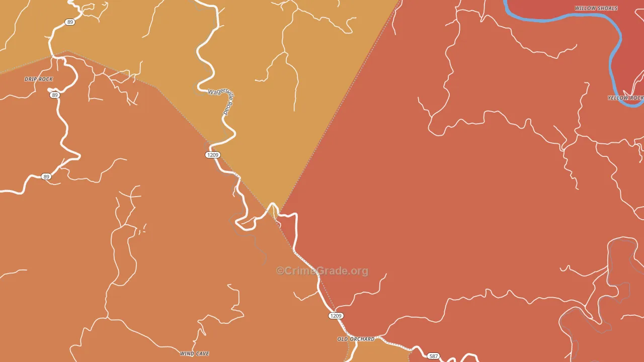 Arvel, KY Map of Vandalism Rates