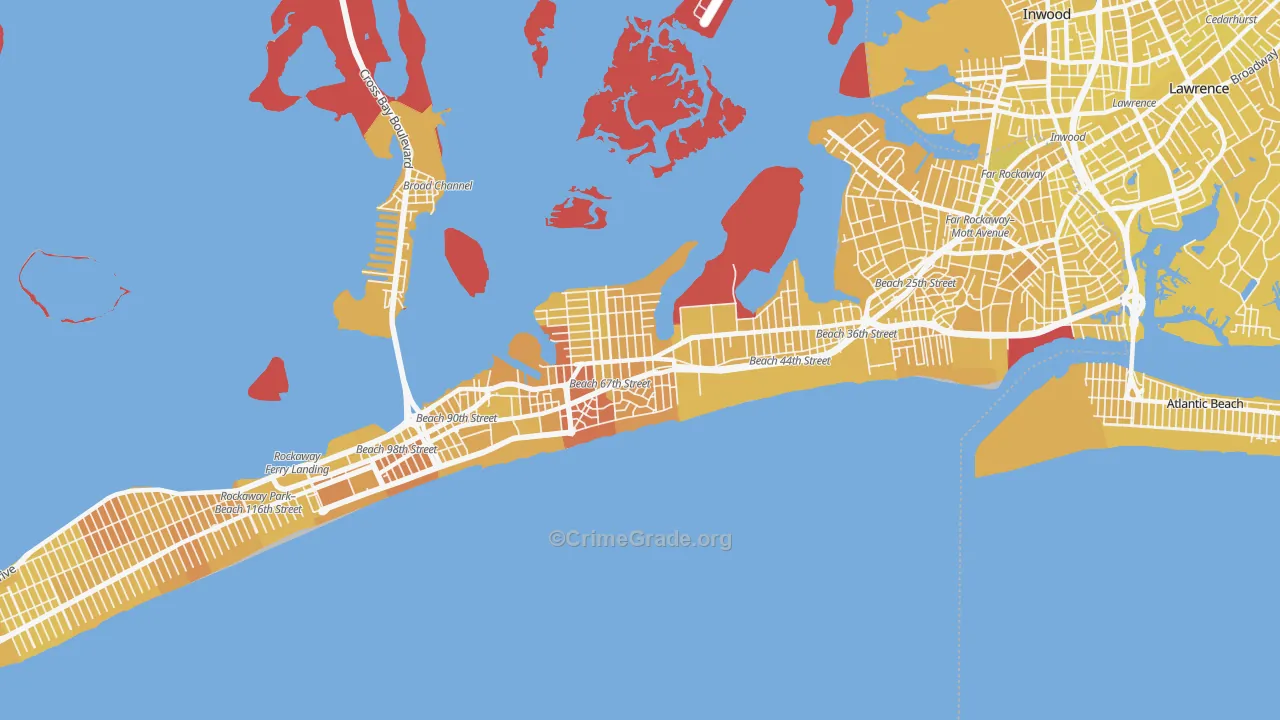 Arverne, Queens, NY Map of Vandalism Rates