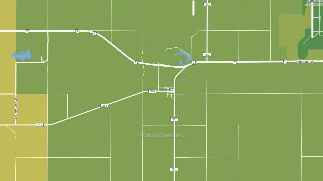 Arvilla, ND Map of Vandalism Rates