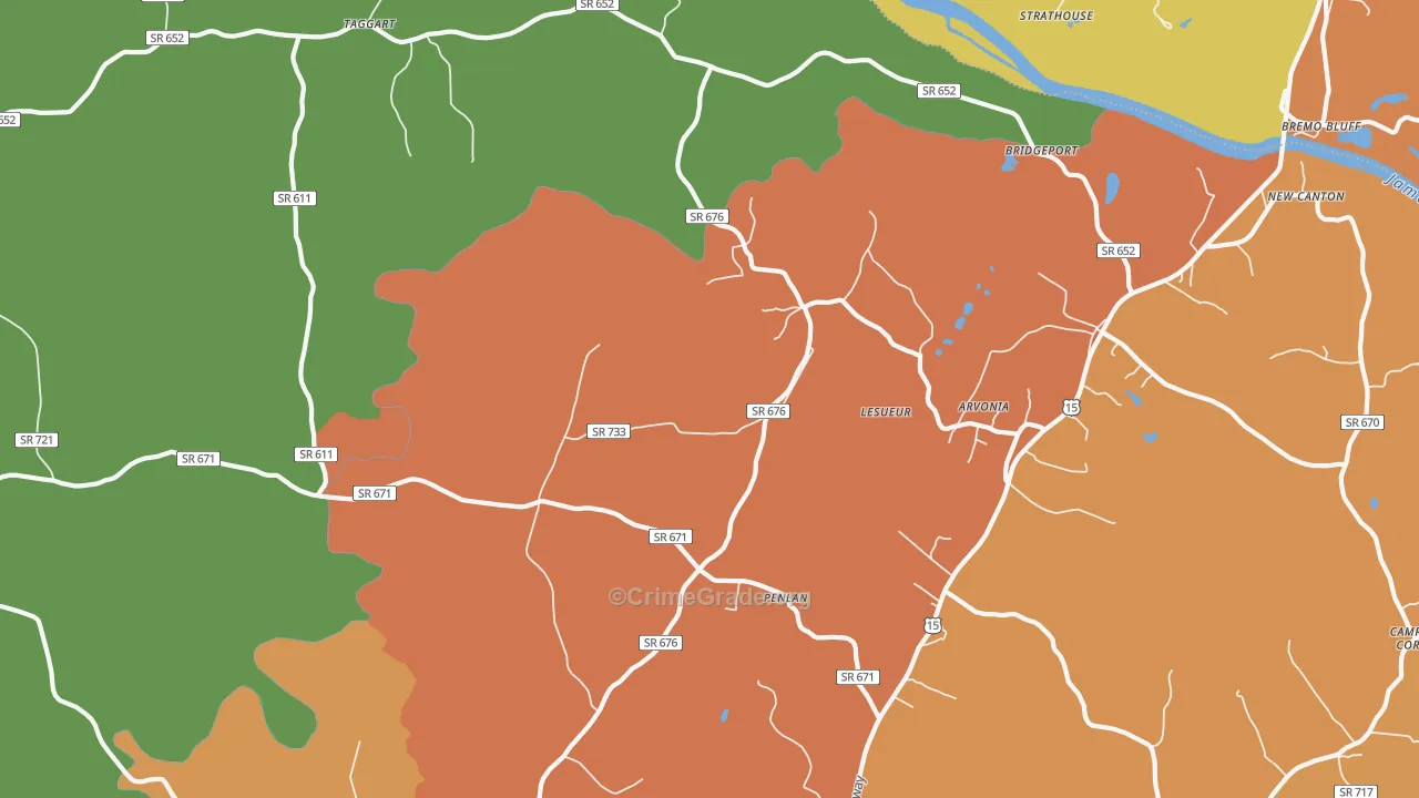 Arvonia, VA Map of Vandalism Rates