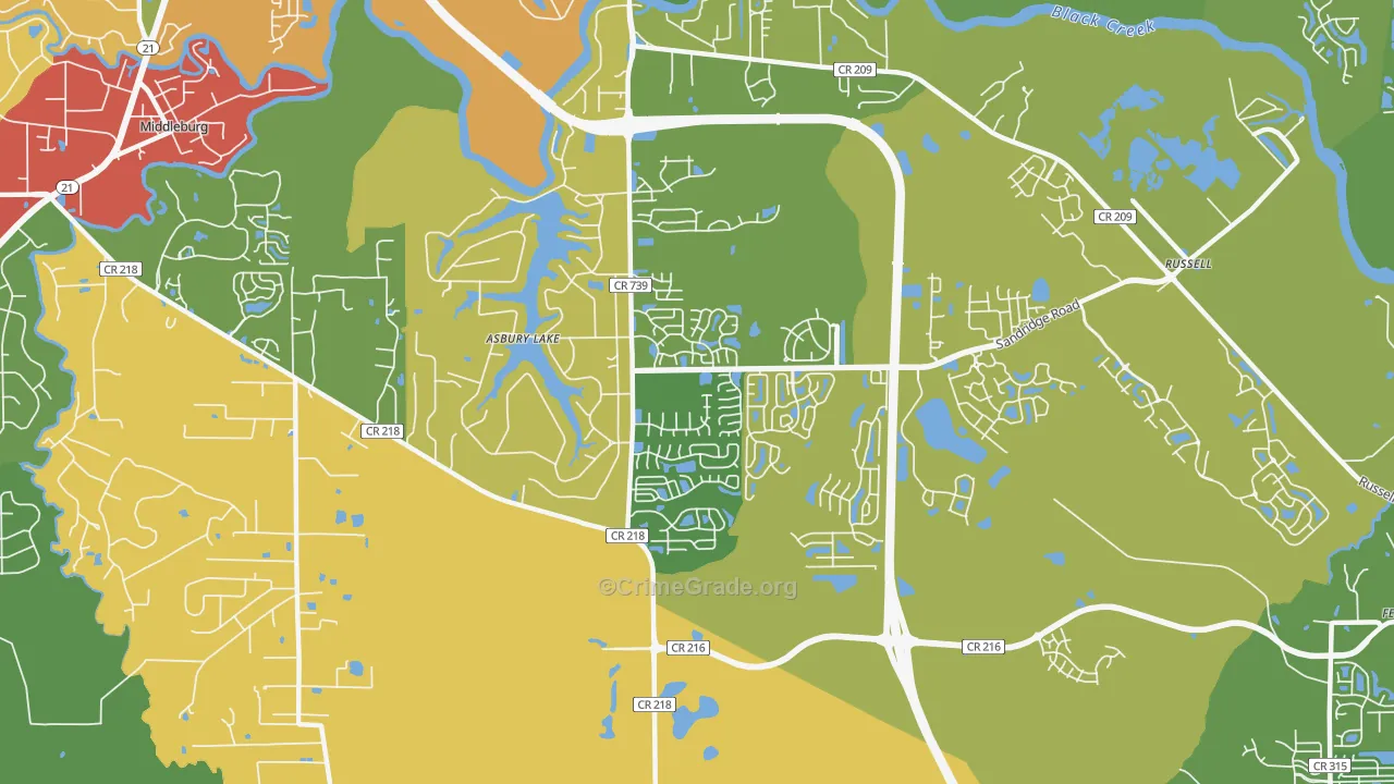 Asbury Lake, FL Map of Vandalism Rates