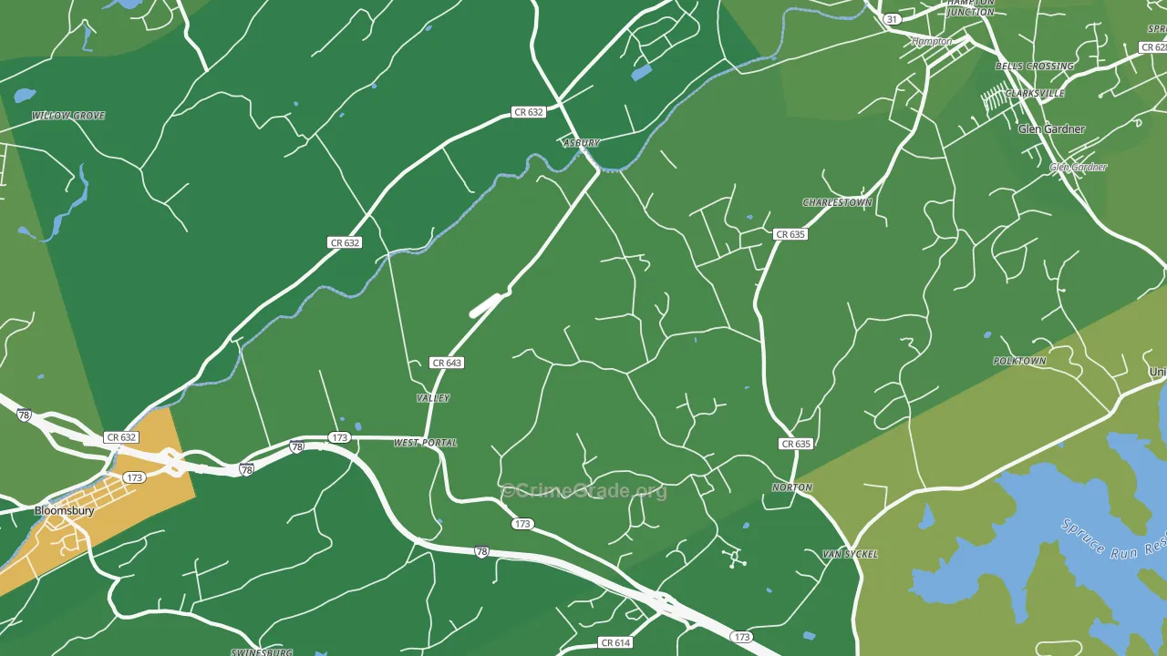 Asbury, NJ Map of Vandalism Rates