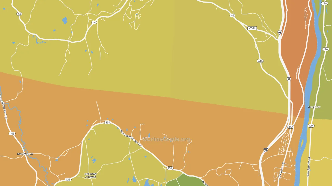 Ascutney, VT Map of Vandalism Rates